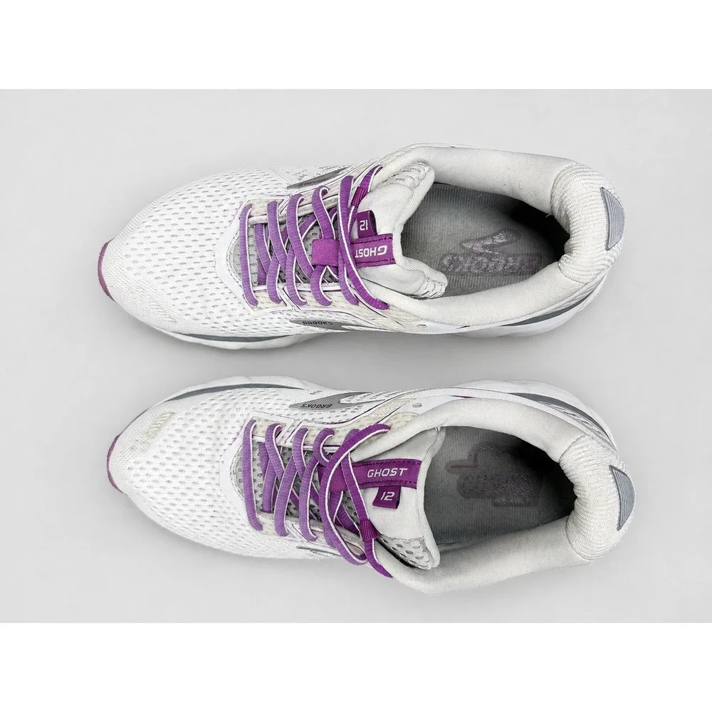 Brooks Ghost 12 Womens Running Shoes White Purple 1203051B185